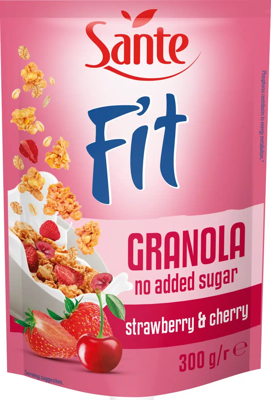 Santé Granola Fit aux Fraises et à la Cerise Sans Sucre Ajouté - 300g