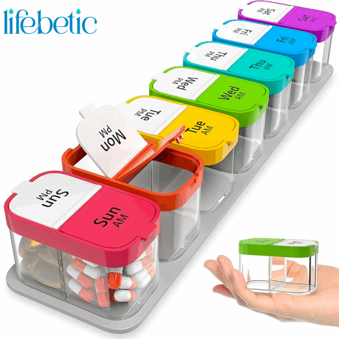 LifeBetic™ XL Weekly Pill Organizer – AM/PM Moisture-Proof Medicine Box