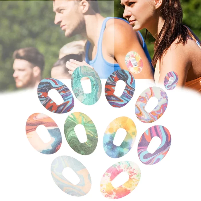 LifeBetic™ Waterproof CGM Sensor Patches – 5-Pack Long-Lasting Adhesive for Arm Placement (Patterned Design)