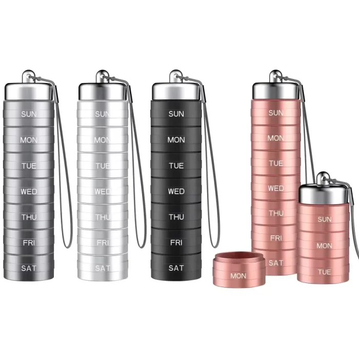 LifeBetic™ Metal Travel Pill Case – Waterproof 7-Day Stackable Organizer