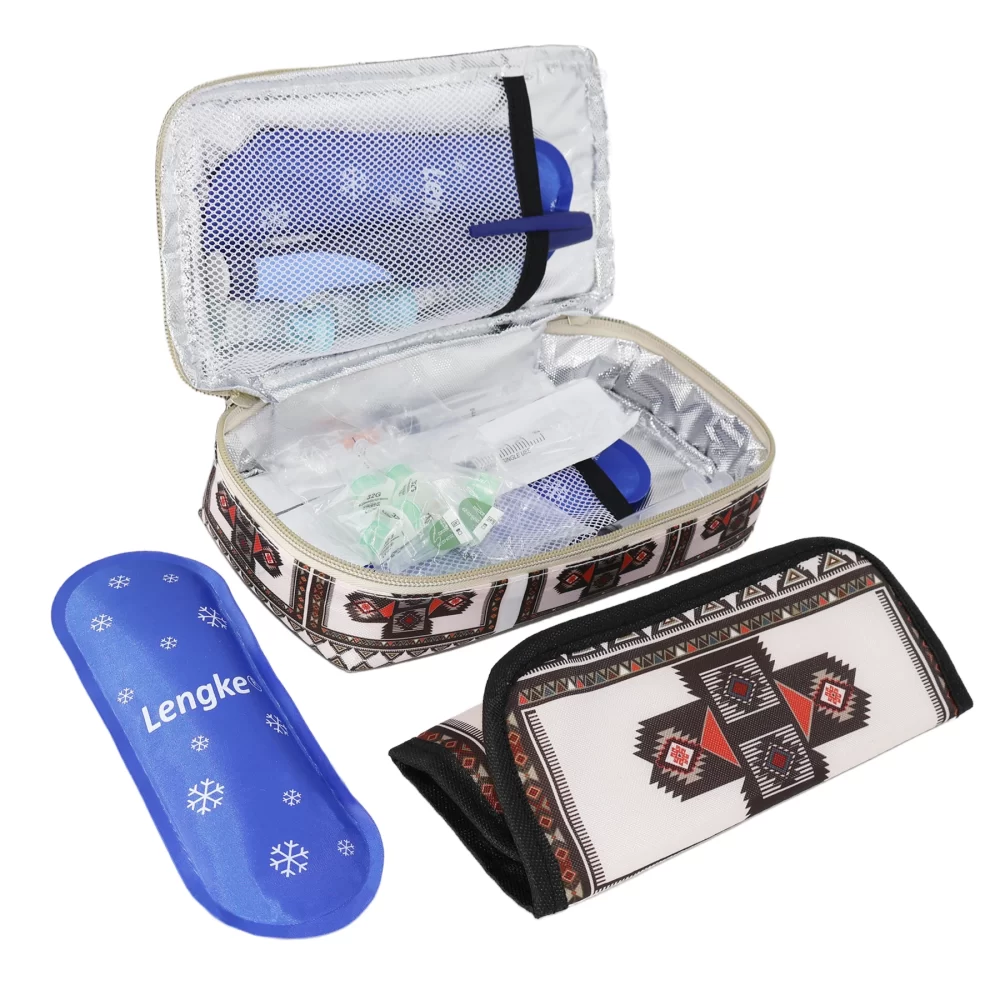 Large Portable Insulin Cooler Travel Bag - Lightweight, Boho Flower Print Durable Design for Outdoor Camping and Travel - Image 4