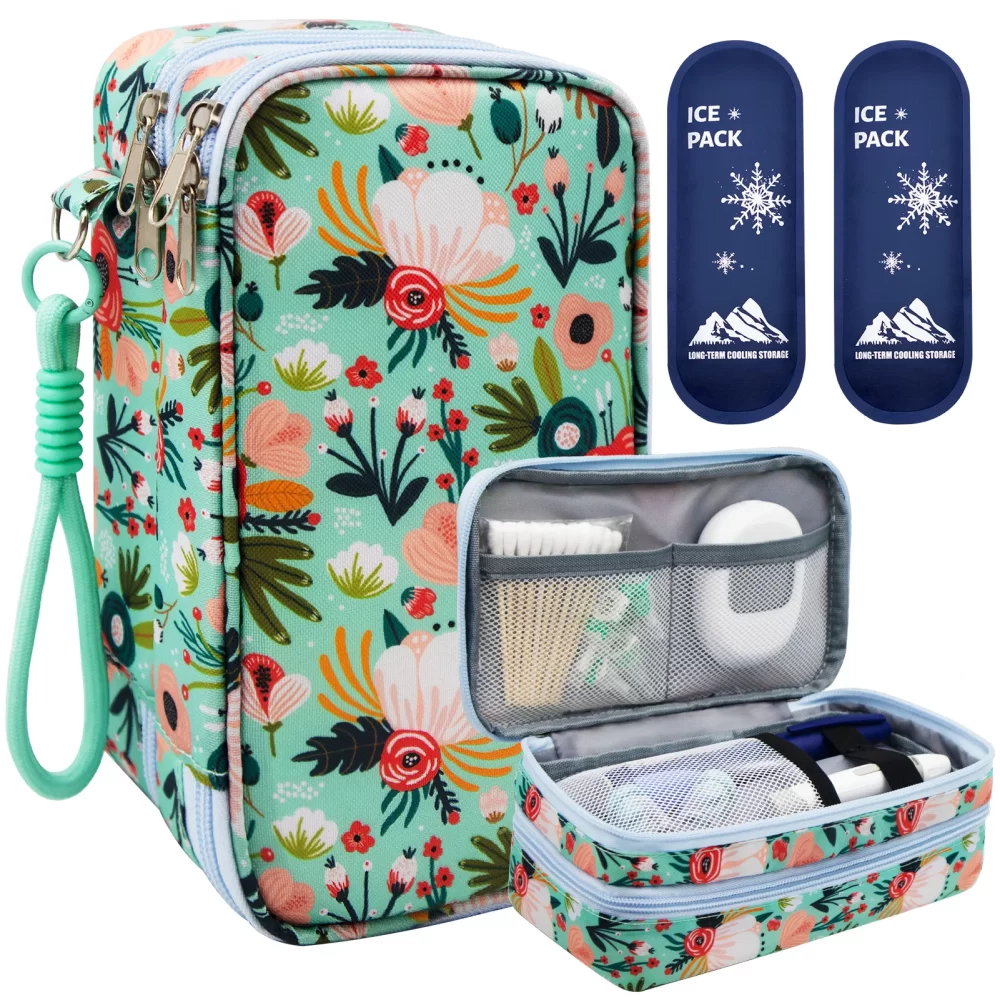 Insulin Cooler Bag with Ice Packs, Travel Medicine Organizer for Diabetes, Double Layer Storage Case - Image 3