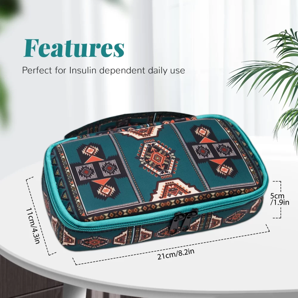 Large Portable Insulin Cooler Travel Bag - Lightweight, Boho Flower Print Durable Design for Outdoor Camping and Travel - Image 2