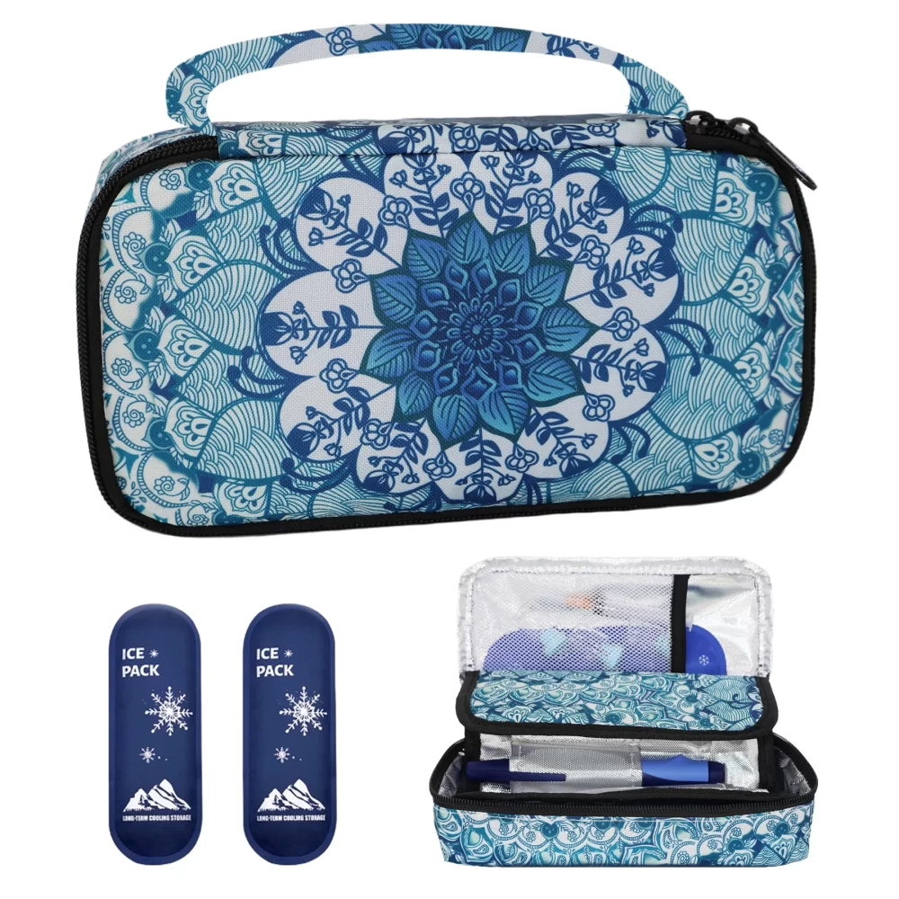 Large Portable Insulin Cooler Travel Bag - Lightweight, Boho Flower Print Durable Design for Outdoor Camping and Travel - Image 5