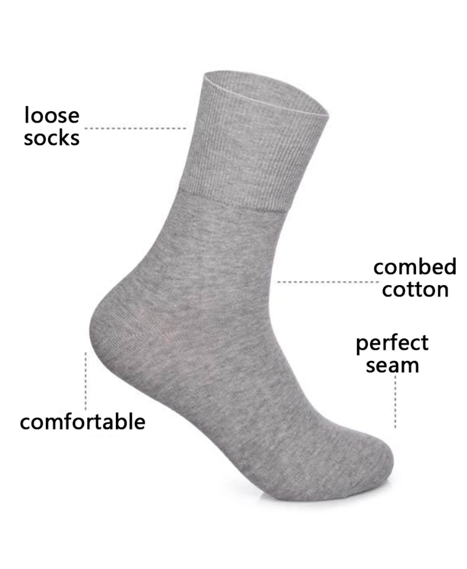 men’s loose top socks – plus size comfort fit – breathable everyday socks (5 pairs)