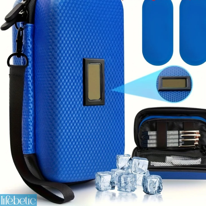 (Without battery)24h Insulin Cooler Travel Case - Medication Diabetic Cooler for Travel with 2 Ice Pack