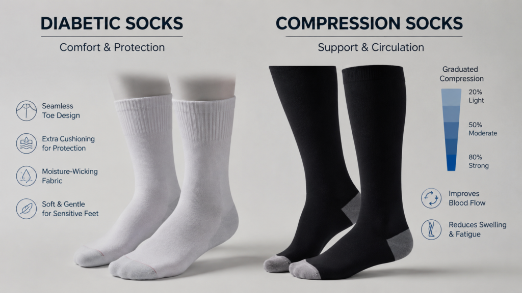 are diabetic socks the same as compression socks key differences explained